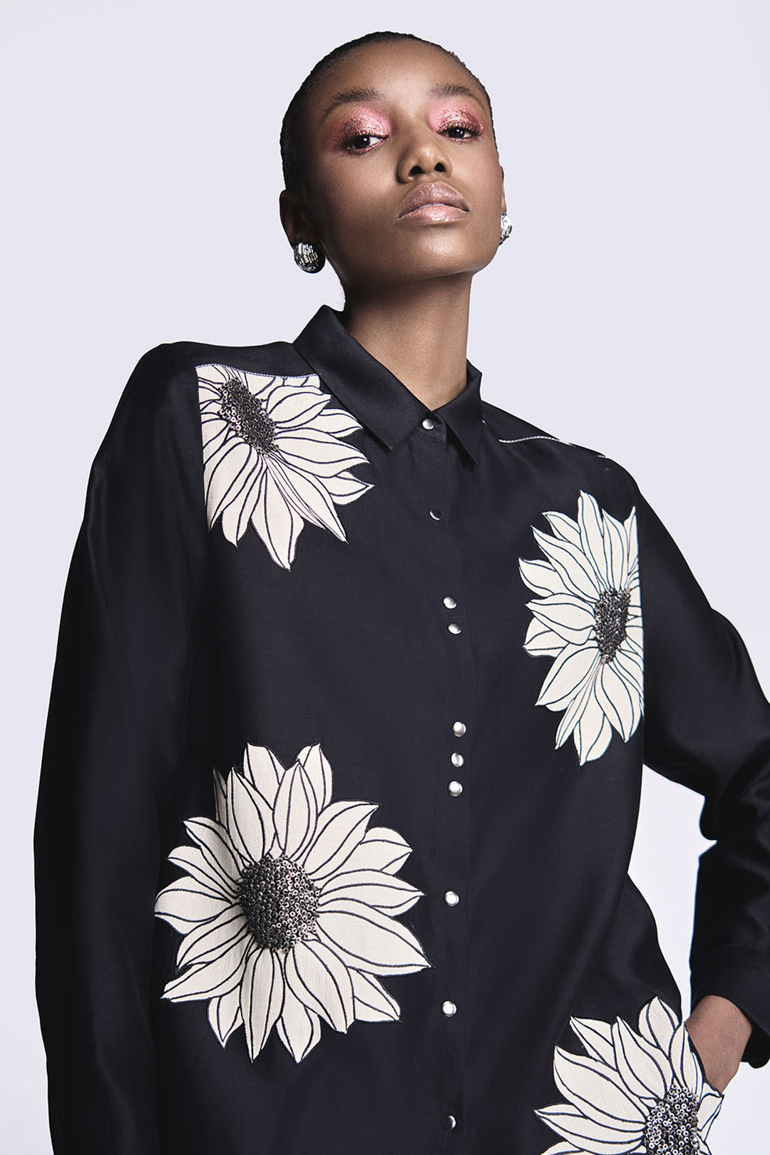 Sunflower Applique High Low Shirt