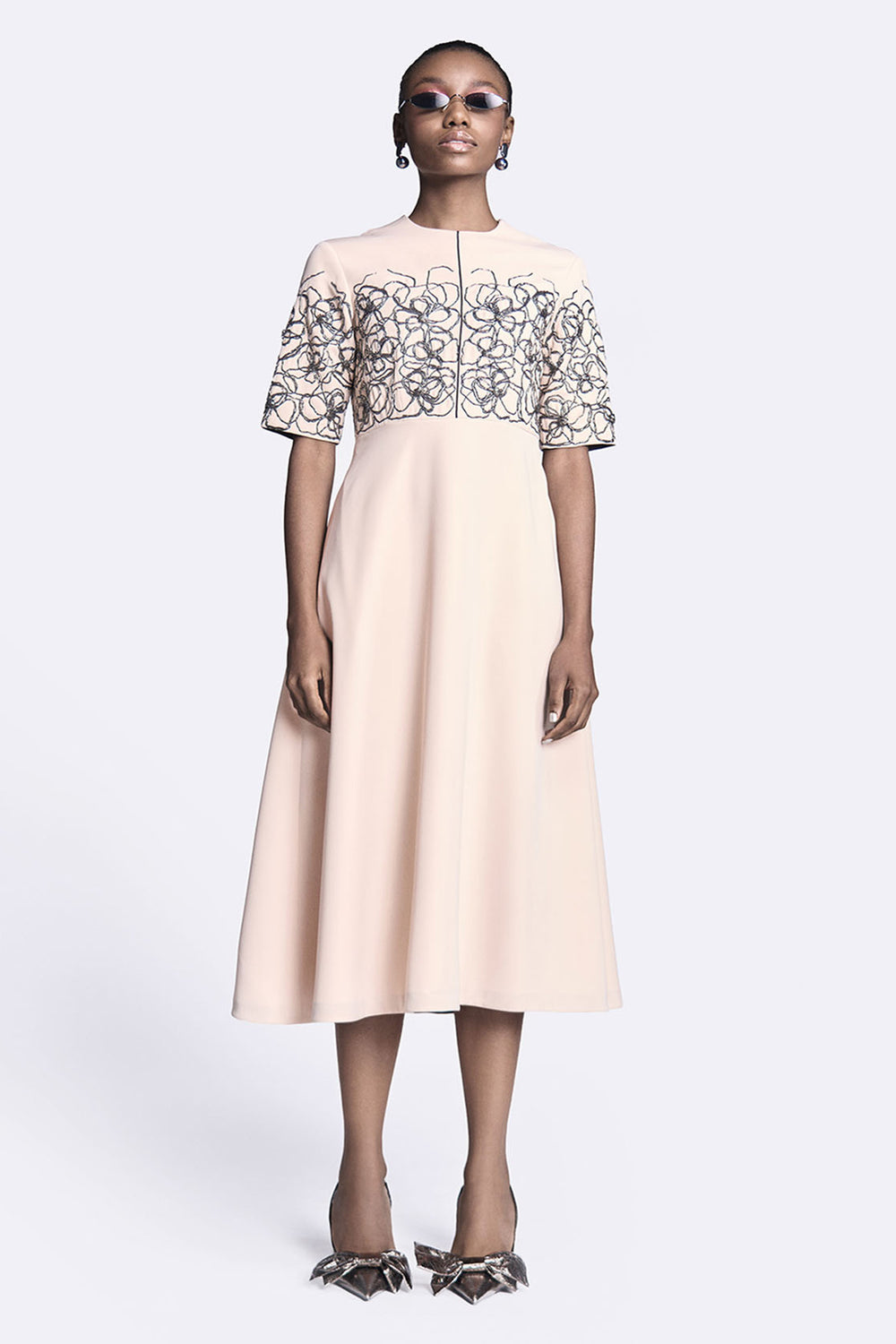 Abstract Roses Midi Dress