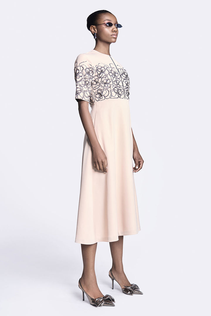 Abstract Roses Midi Dress