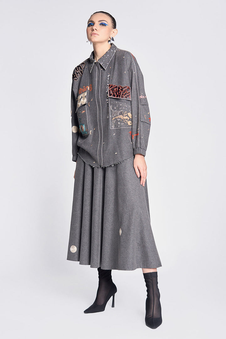 Circular Skirt of (Telephone, Circles and Crab Oversized Jacket)