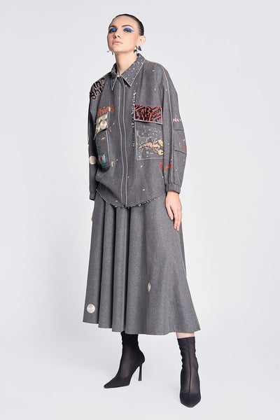 Circular Skirt of (Telephone, Circles and Crab Oversized Jacket)