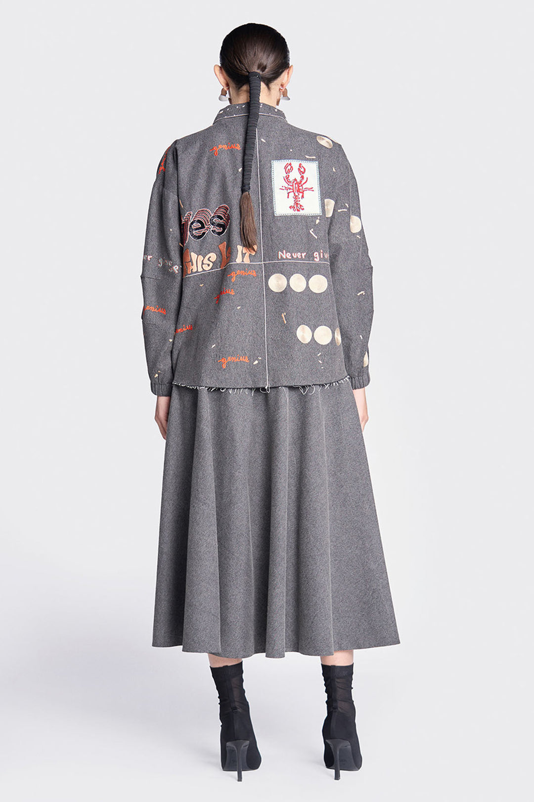 Circular Skirt of (Telephone, Circles and Crab Oversized Jacket)