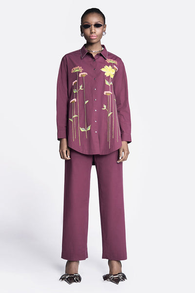 Colourful Lotus Baggy Shirt With Straight Pants