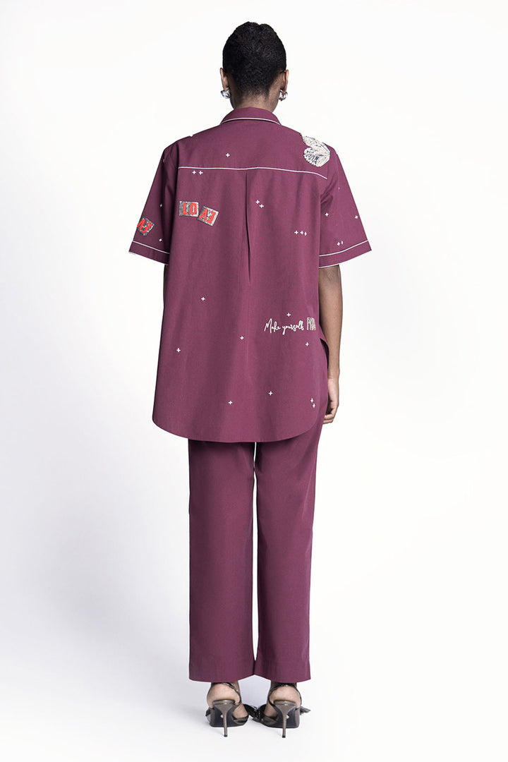 Butterfly Stamp High Low Shirt