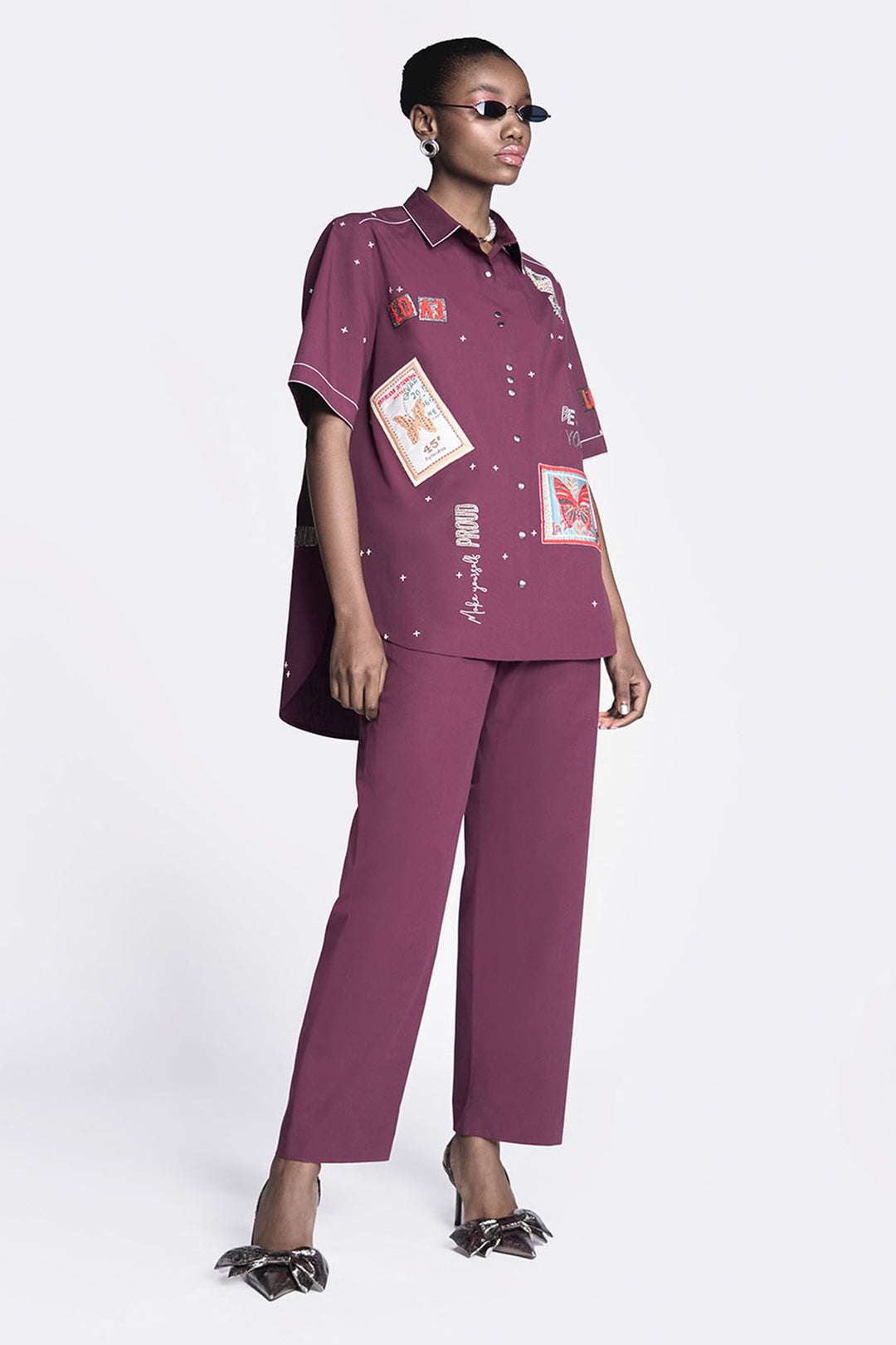 Butterfly Stamp High Low Shirt