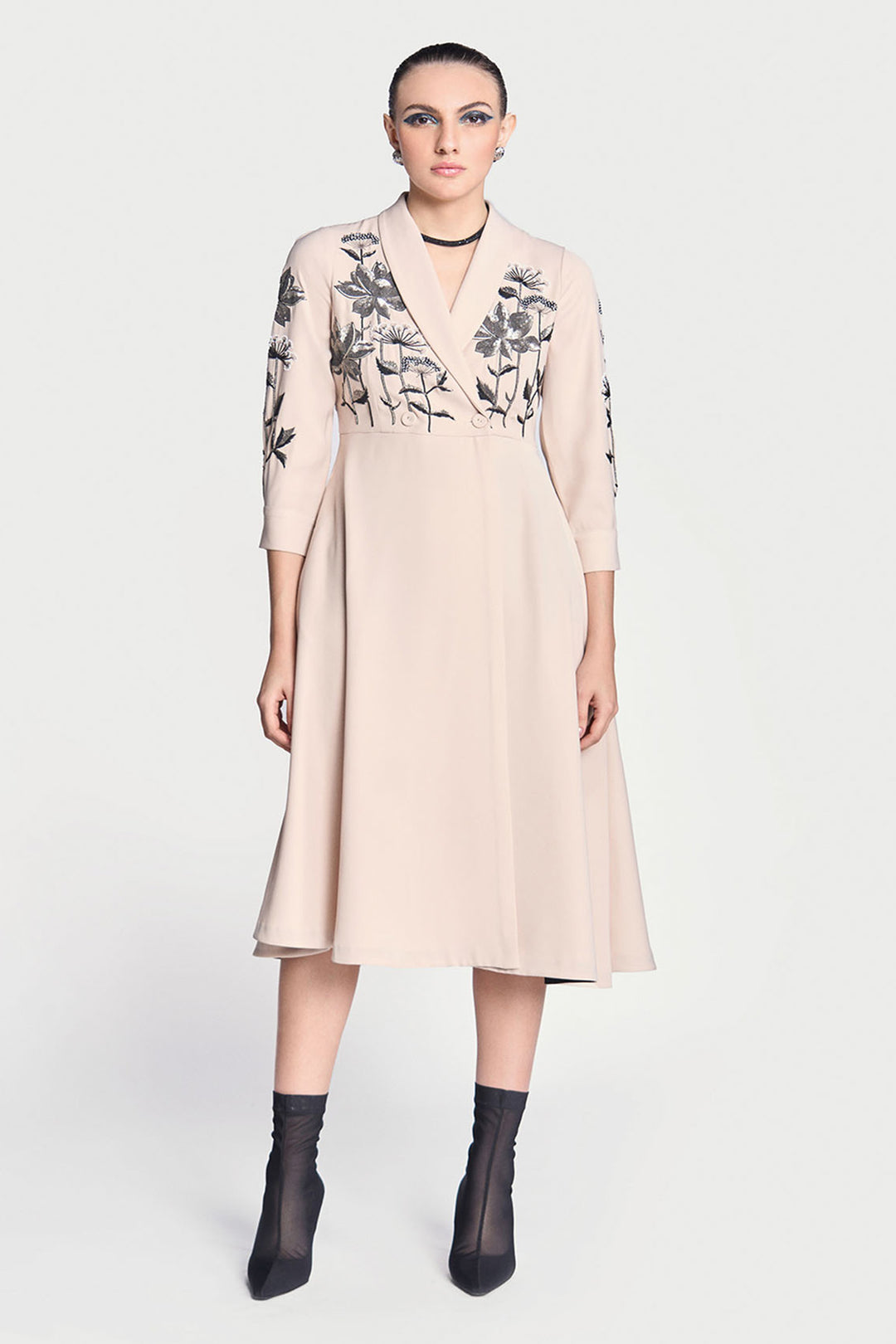 Metallic Lotus Wrap Dress