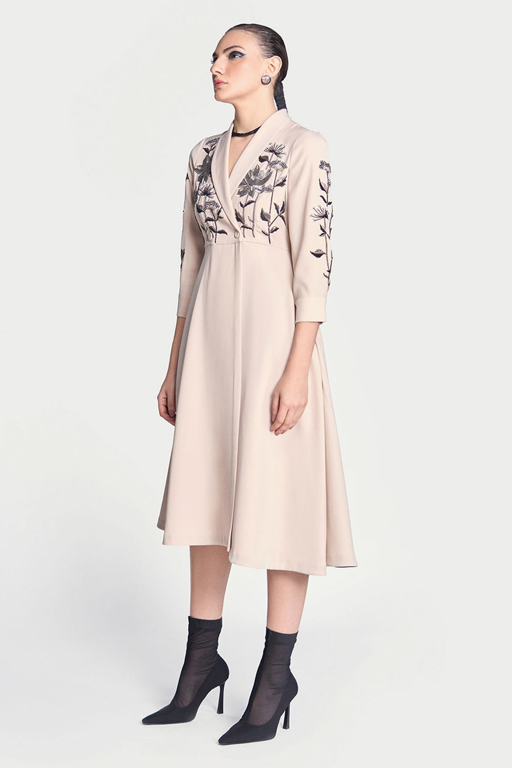 Metallic Lotus Wrap Dress