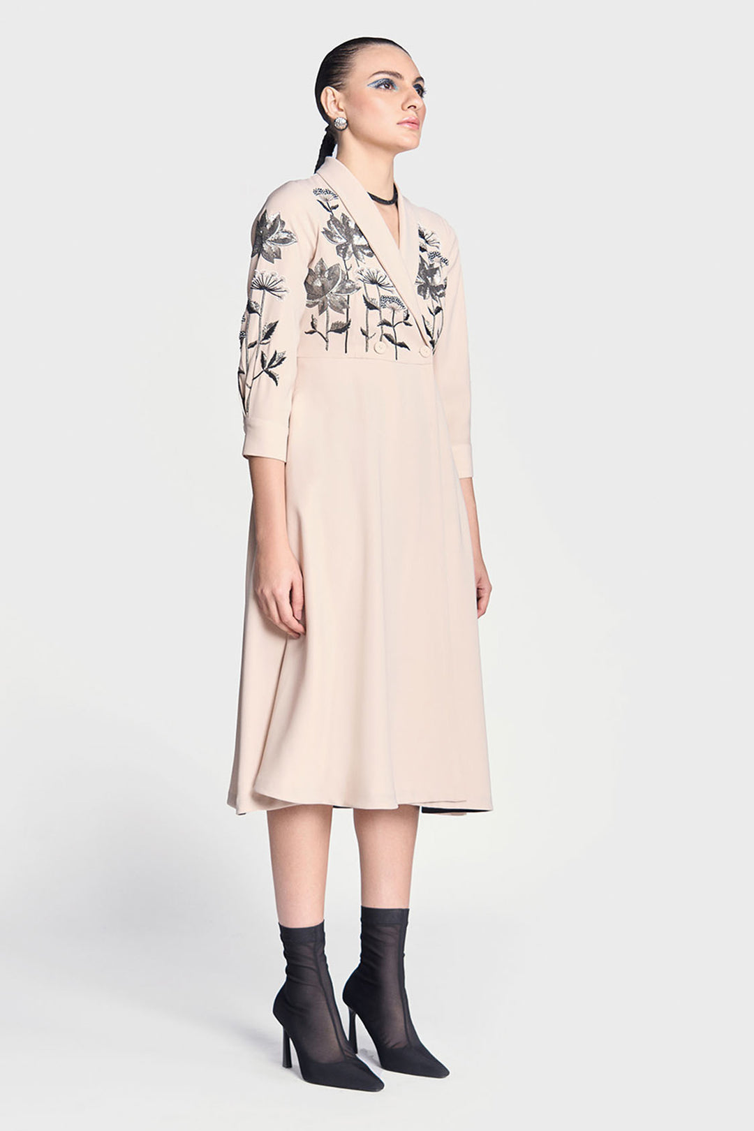 Metallic Lotus Wrap Dress