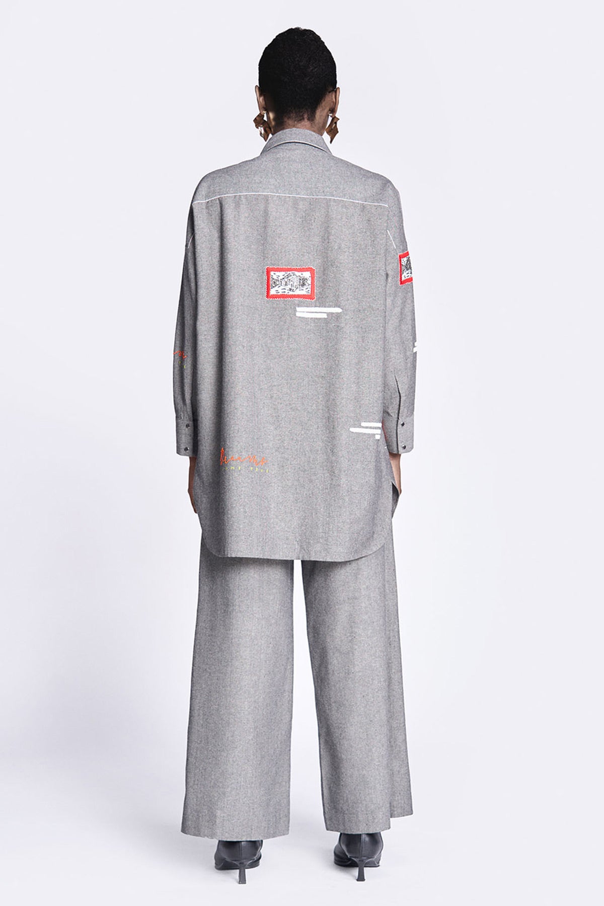 Fish Patch Overshirt With Flared Pants