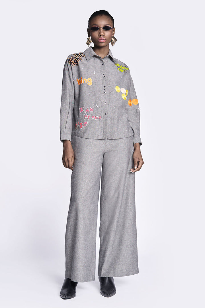 Circles and Crab Drop Shoulder Asymmetric Shirt