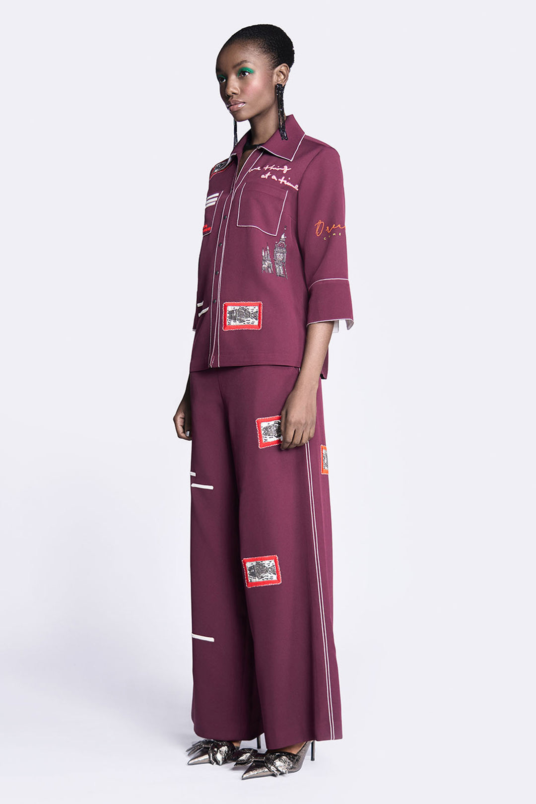 Fish Patch Shirt With Flared Pants