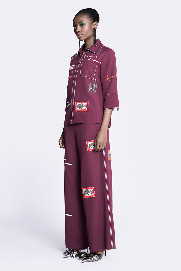 Fish Patch Shirt With Flared Pants