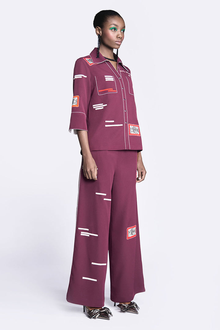 Fish Patch Shirt With Flared Pants