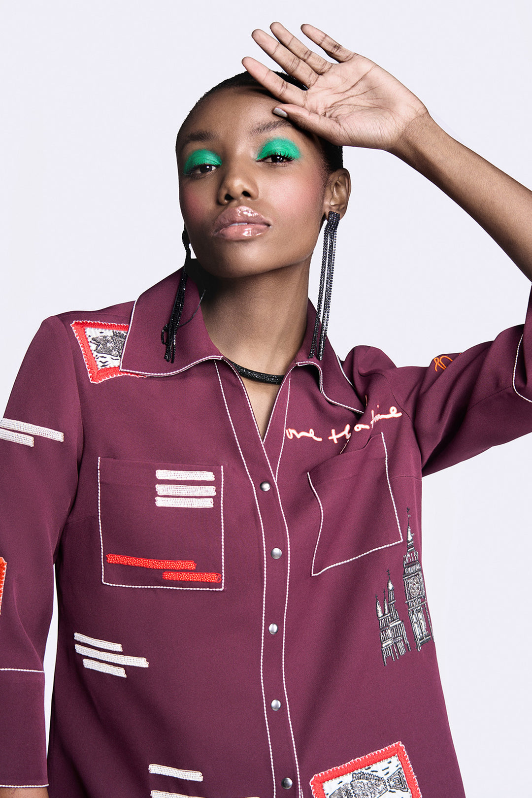 Fish Patch Shirt With Flared Pants