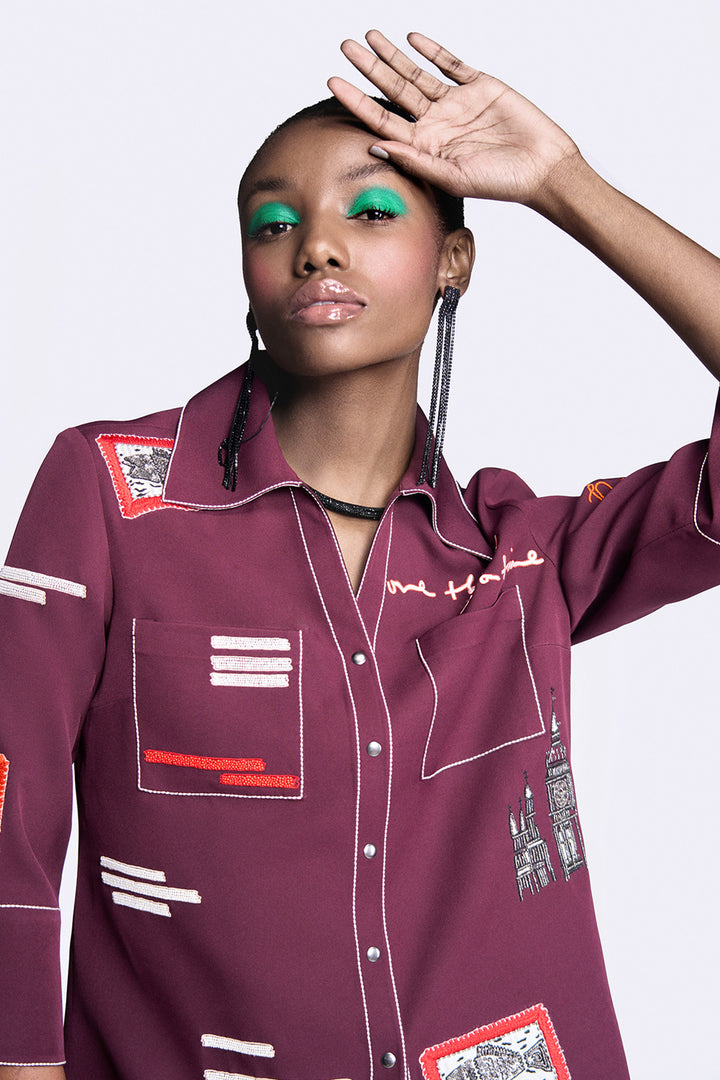 Fish Patch Shirt With Flared Pants