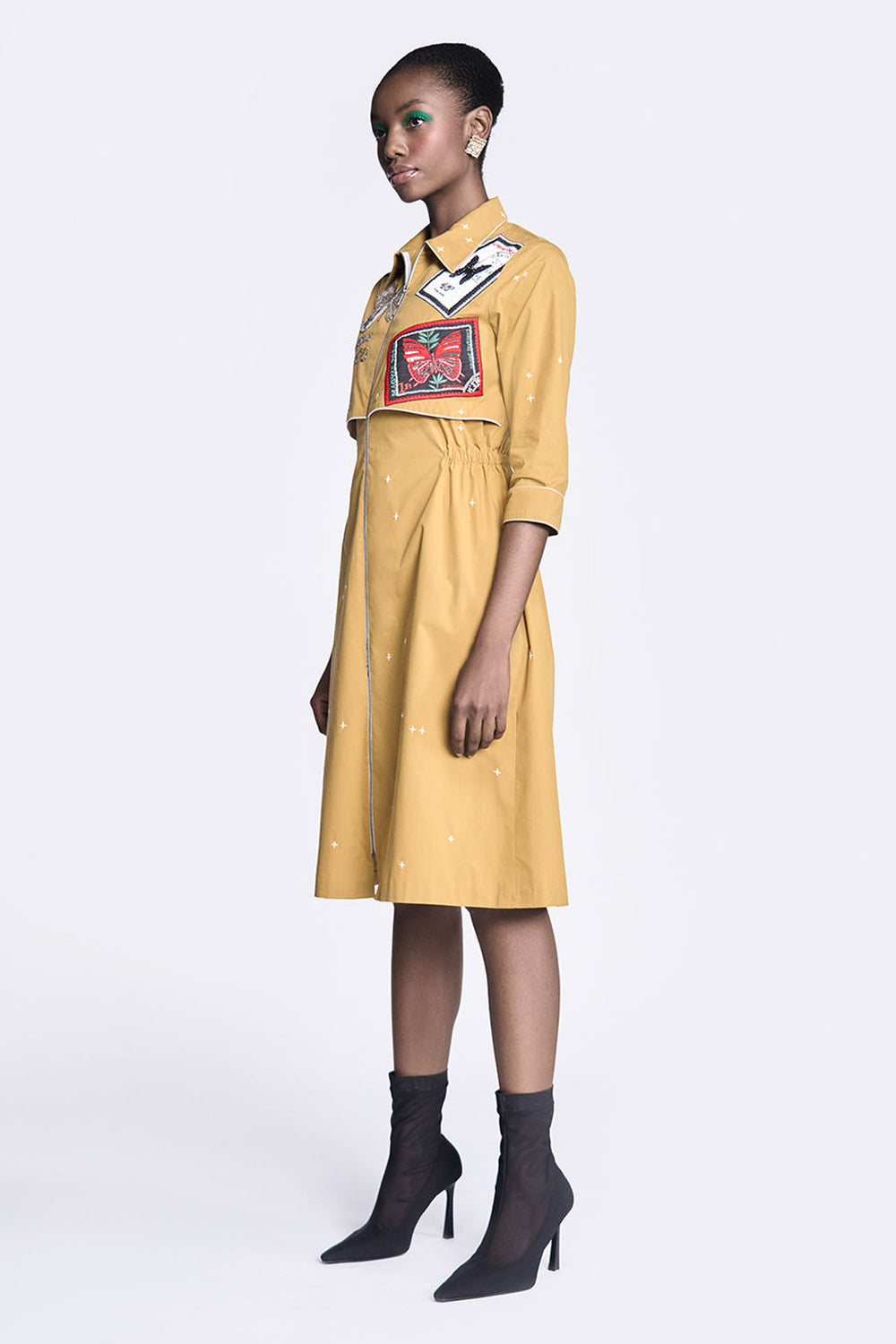 Butterfly Stamp Double Layer Short Dress