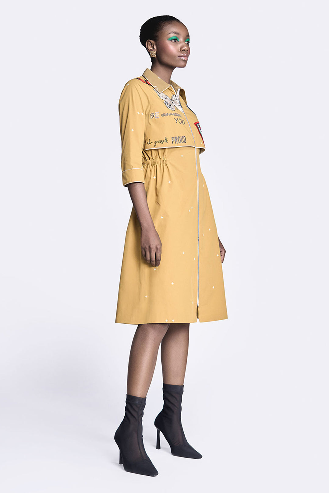 Butterfly Stamp Double Layer Short Dress