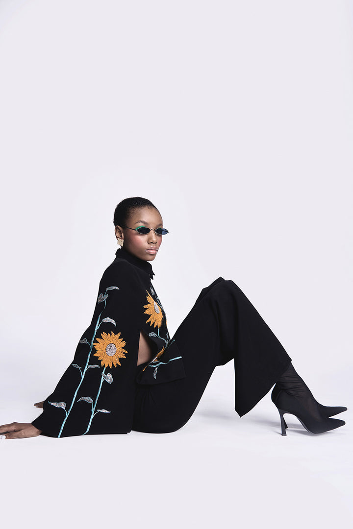 Sunflower Cape With Bell Bottom Pants