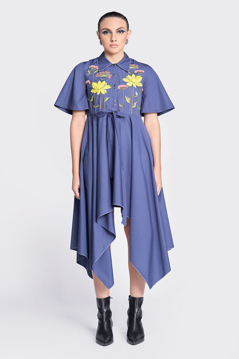 Colourful Lotus Asymmetric Dress