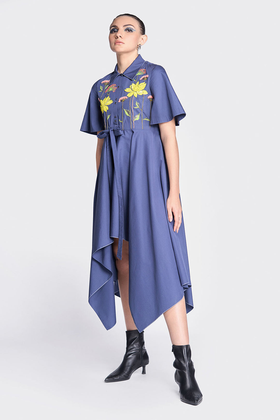 Colourful Lotus Asymmetric Dress