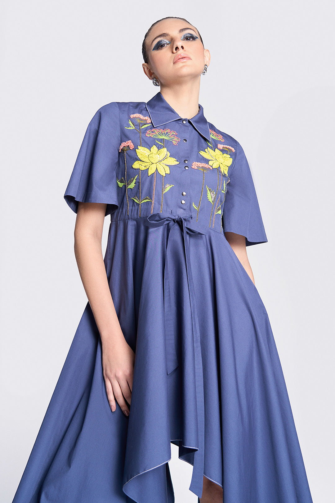 Colourful Lotus Asymmetric Dress