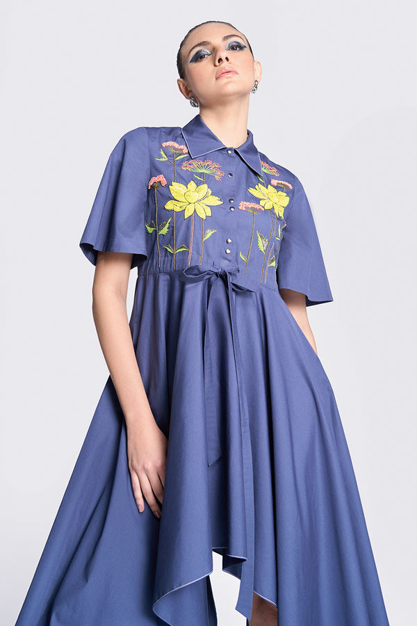 Colourful Lotus Asymmetric Dress