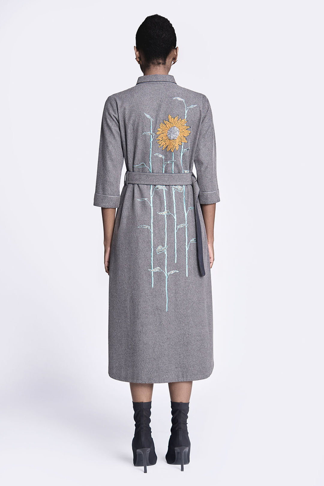 Sunflower Long Shirt Dress With Belt