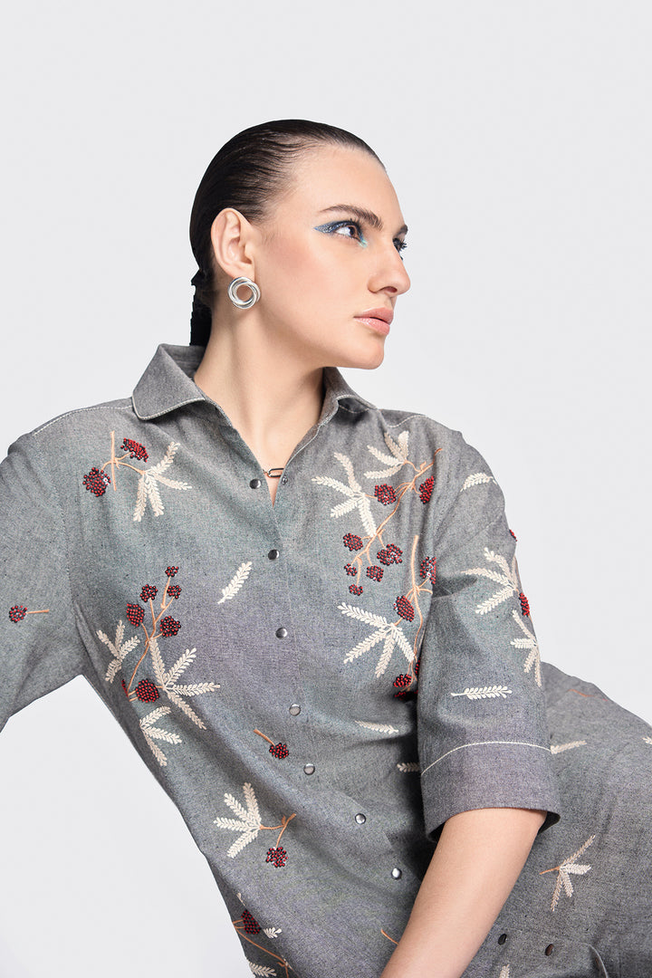 Broken Branches a-line Shirt Dress