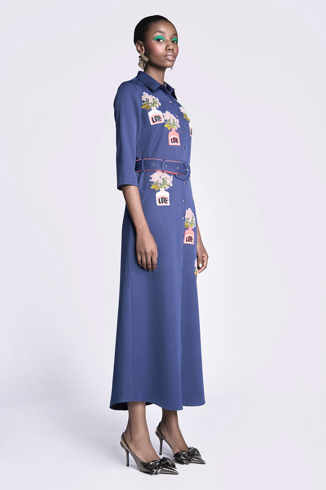 Inkpot Long Shirt Dress With Belt