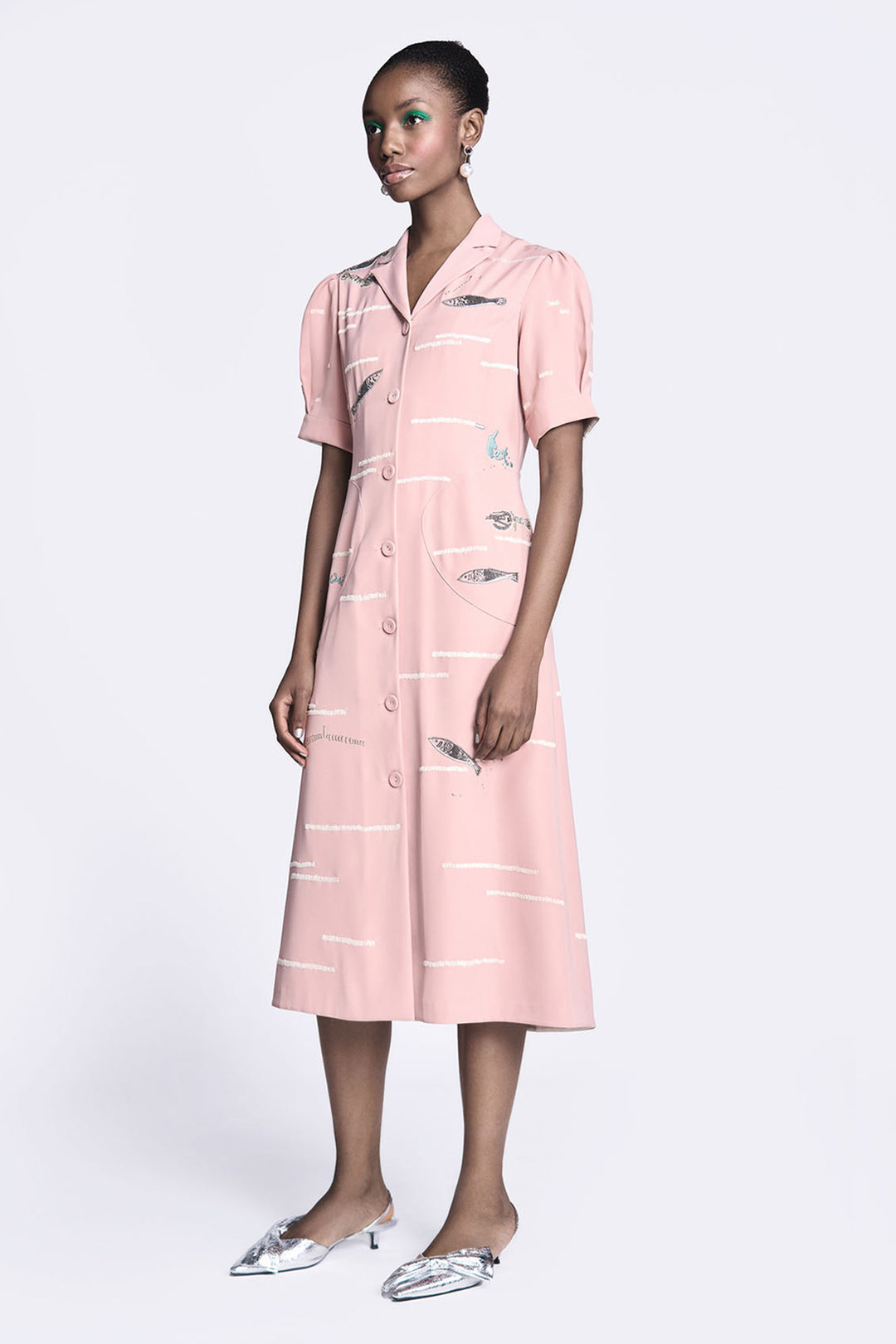 Fish and Prawn Puff Sleeve Dress
