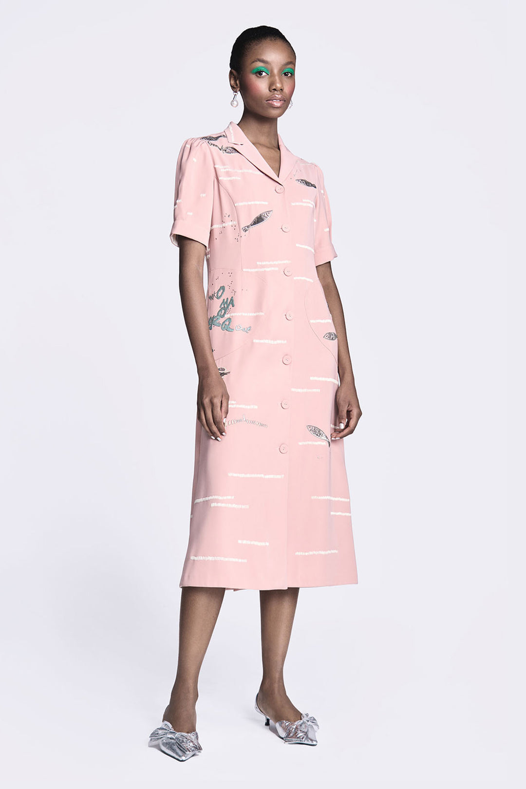 Fish and Prawn Puff Sleeve Dress