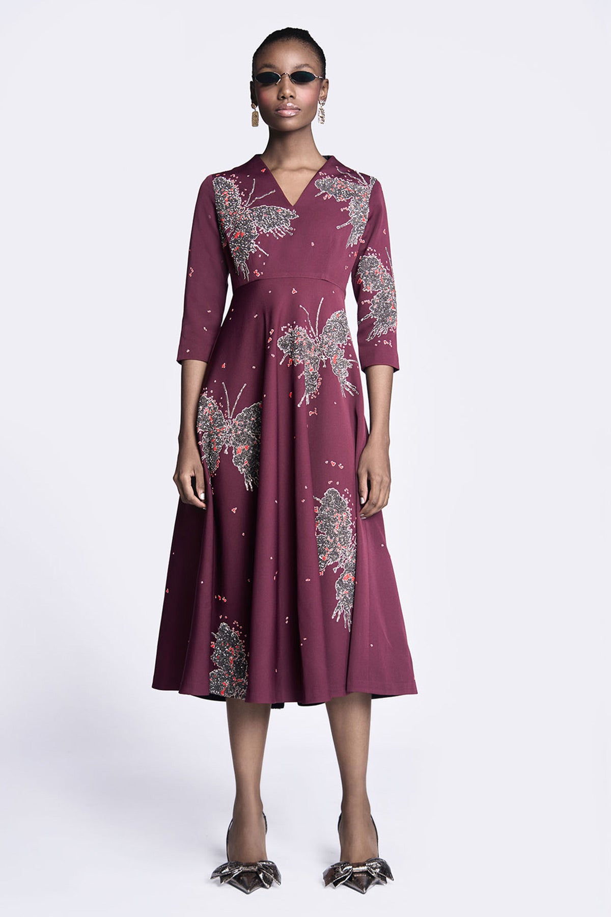 Butterfly Splashes Circular Midi Dress