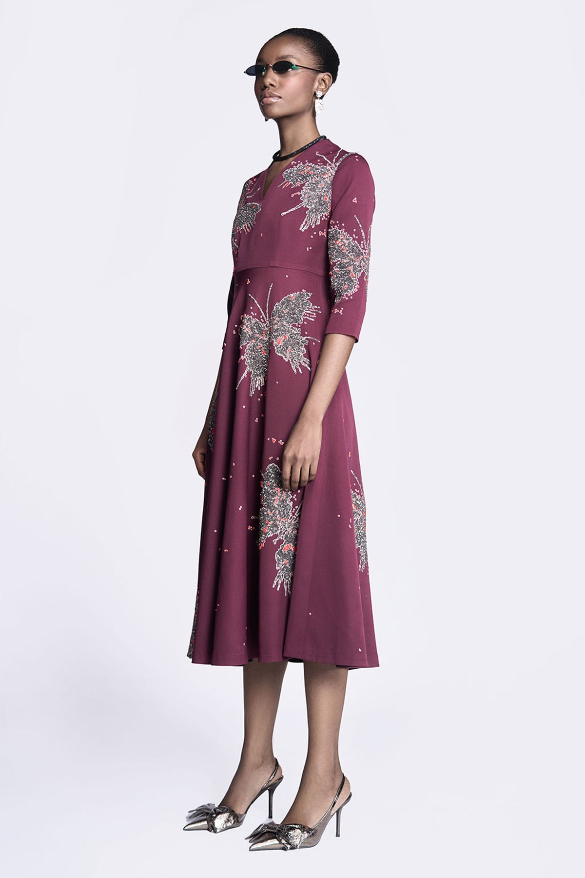 Butterfly Splashes Circular Midi Dress