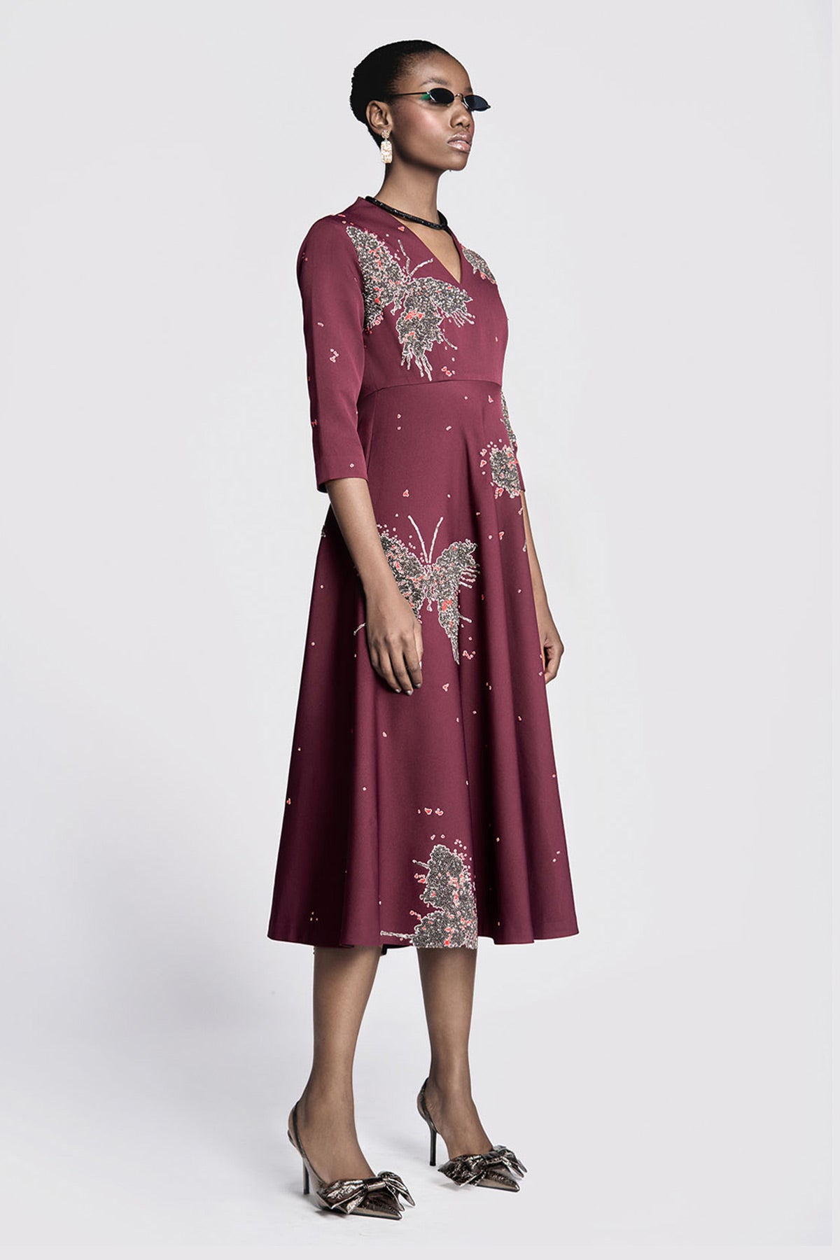 Butterfly Splashes Circular Midi Dress