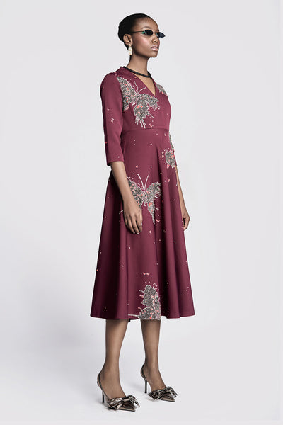 Butterfly Splashes Circular Midi Dress