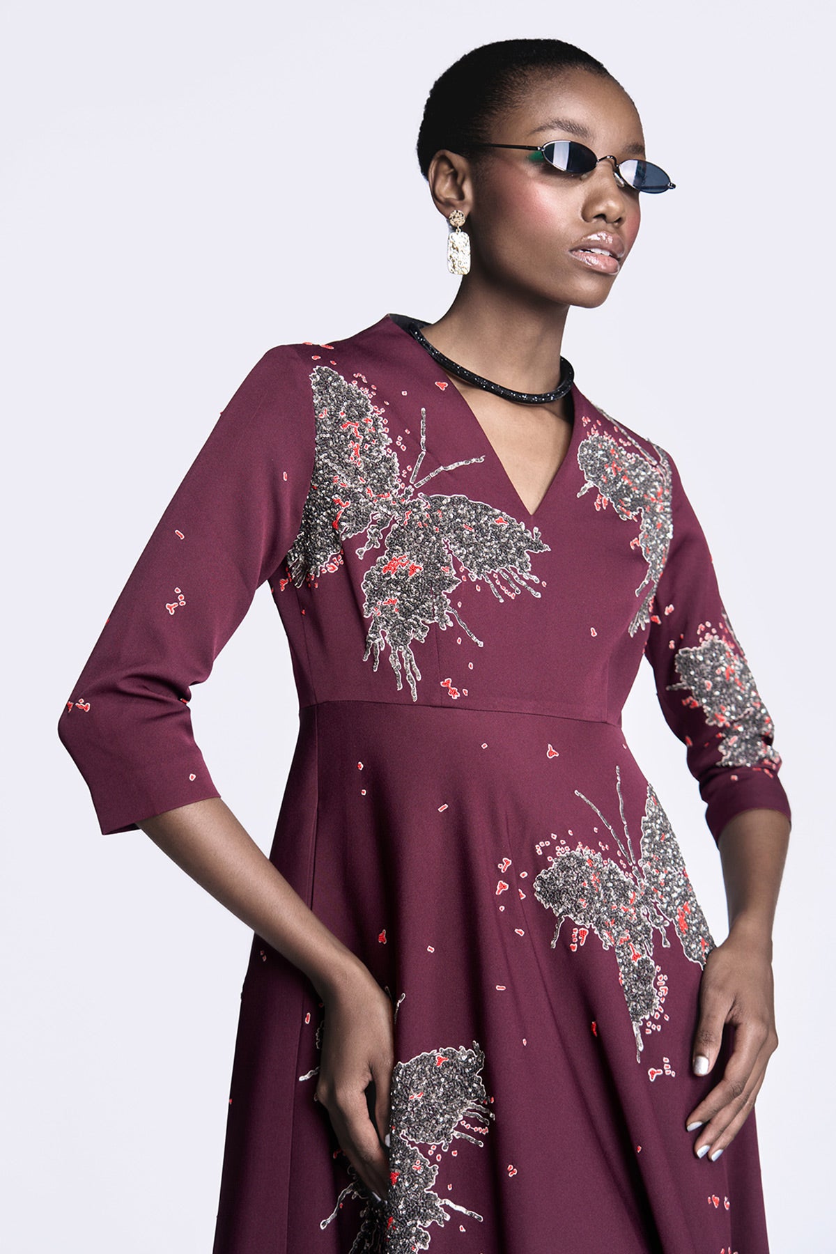 Butterfly Splashes Circular Midi Dress