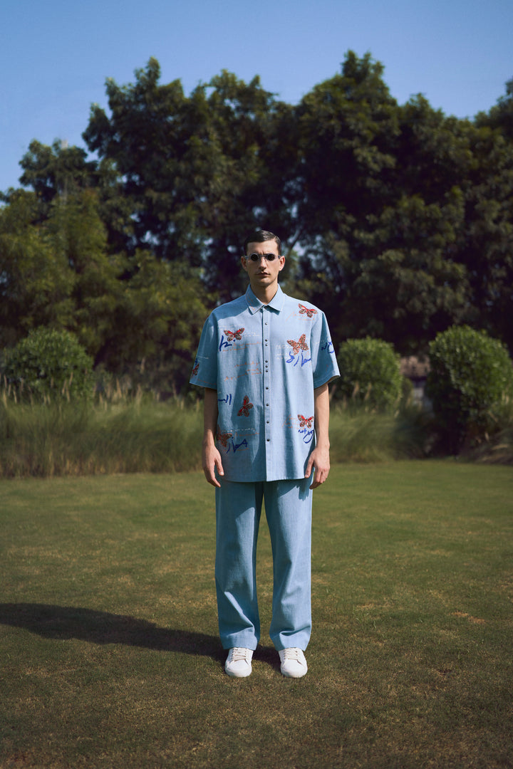 BAGGY PANTS OF (BUTTERFLY SCRIBBLE HALF SLEEVES SHIRT )