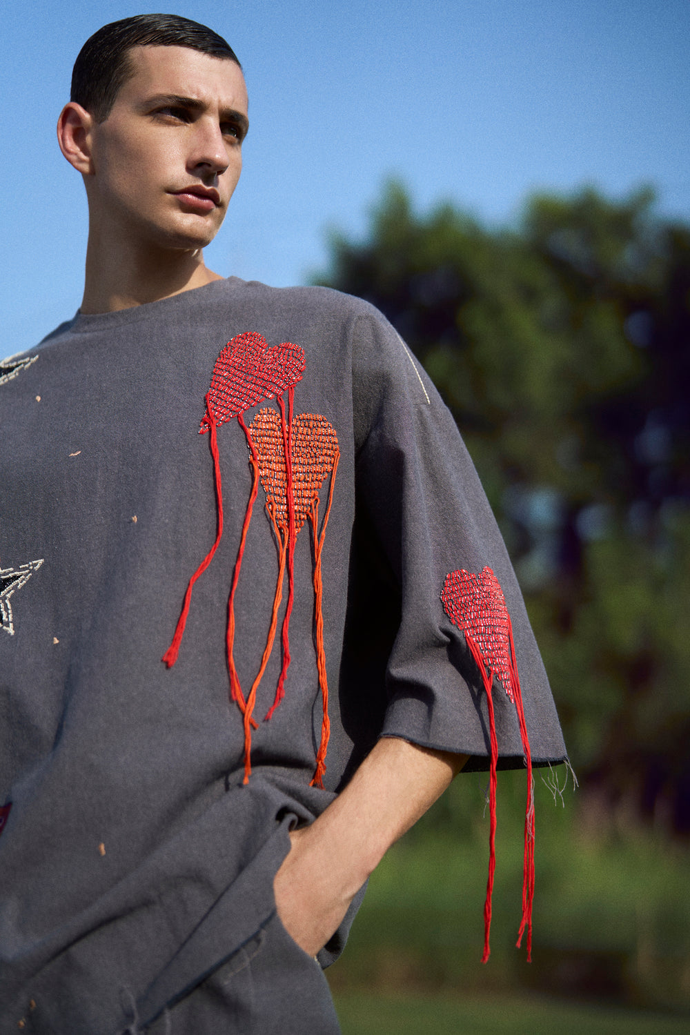HEART AND STARS OVERSIZED T-SHIRT WITH BAGGY PANTS