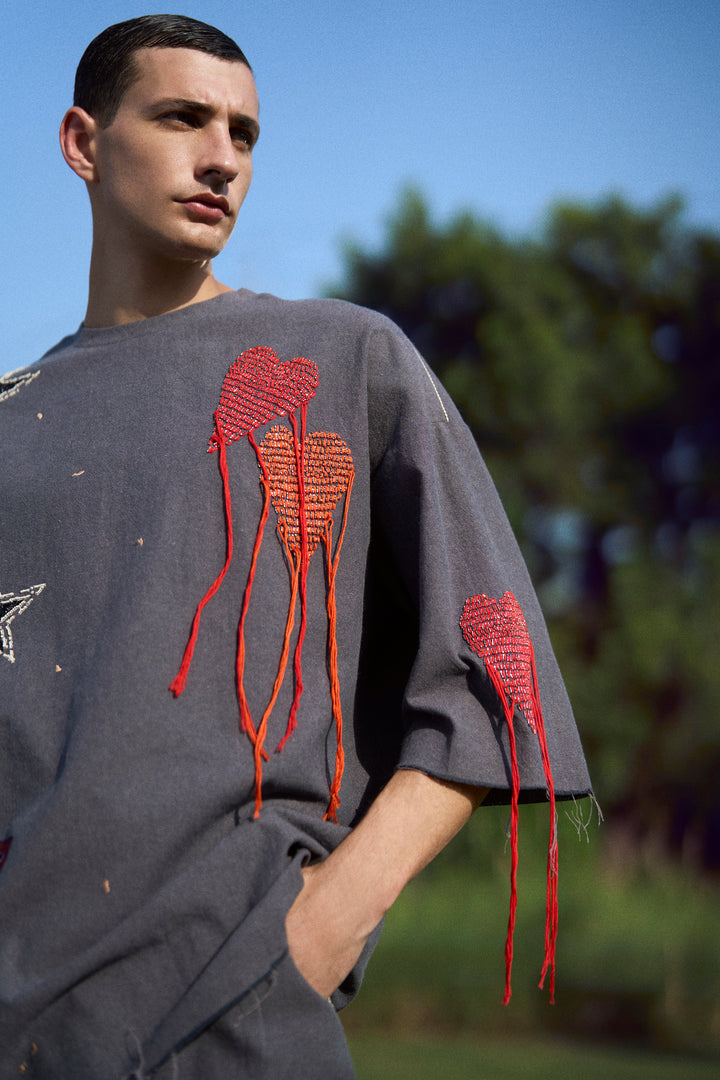 HEART AND STARS OVERSIZED T-SHIRT WITH BAGGY PANTS