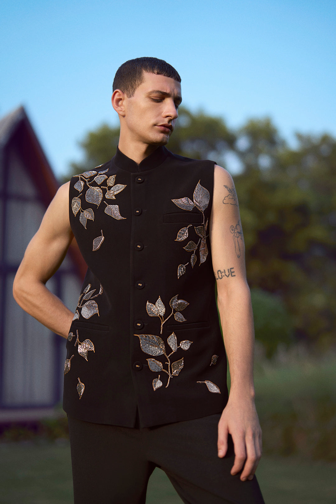 HAZEL LEAVES NEHRU JACKET