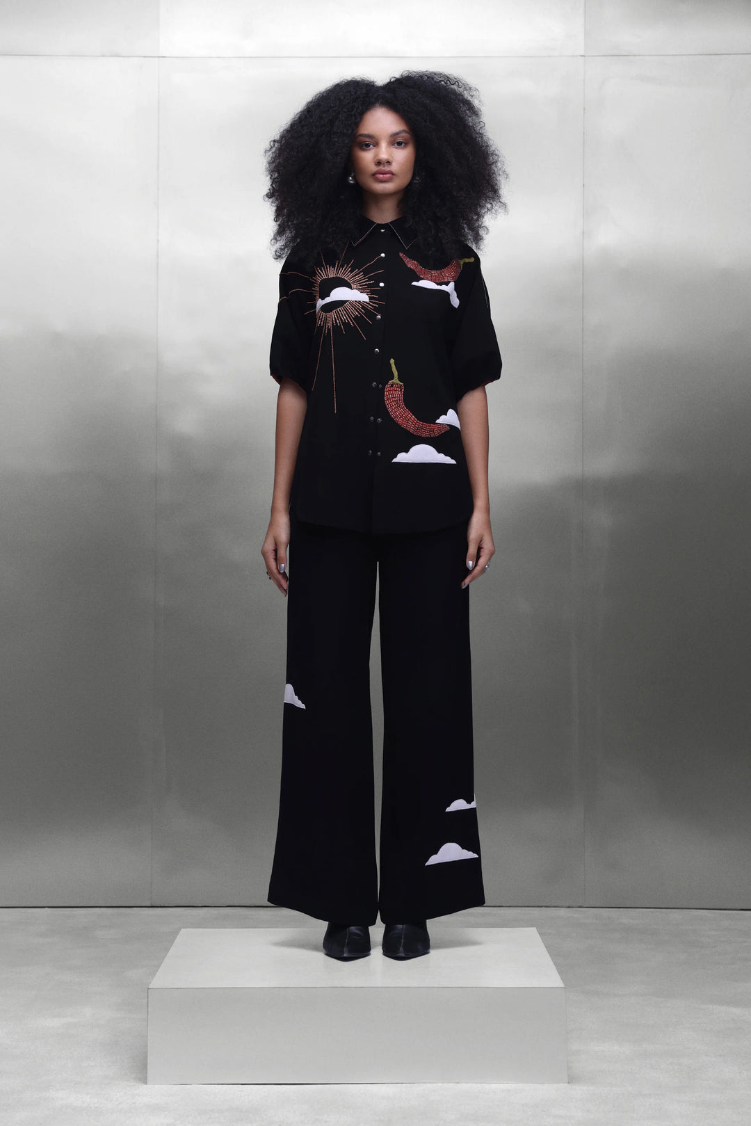 FLARED PANTS OF ( SUN AND SPICE BOXY SHIRT )