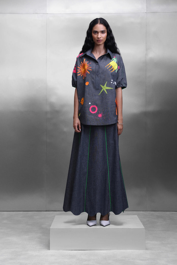 PANELLED SKIRT OF KIDOODLE BUTTON DOWN TOP