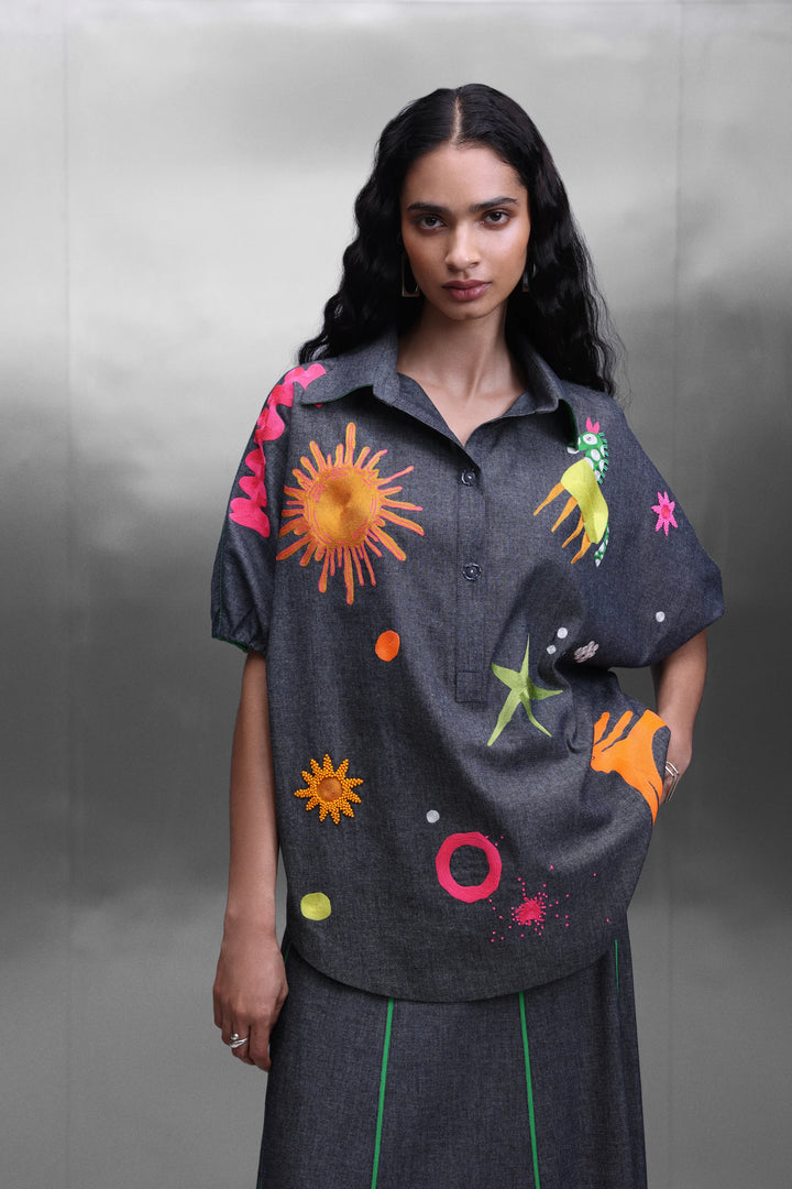 PANELLED SKIRT OF KIDOODLE BUTTON DOWN TOP