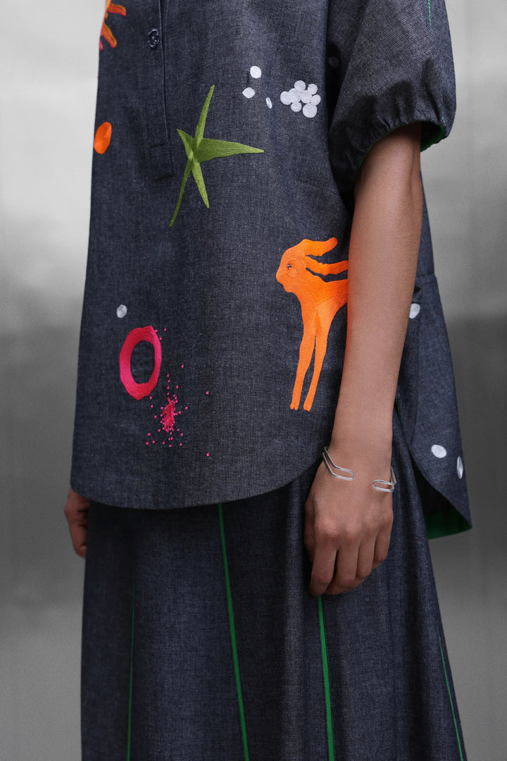 PANELLED SKIRT OF KIDOODLE BUTTON DOWN TOP