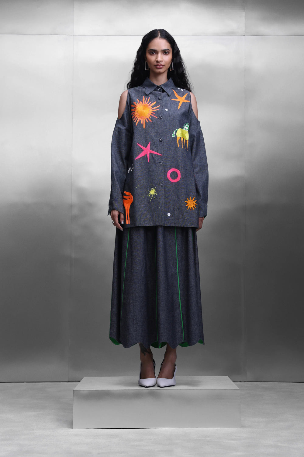 KIDOODLE COLD SHOULDER SHIRT DRESS