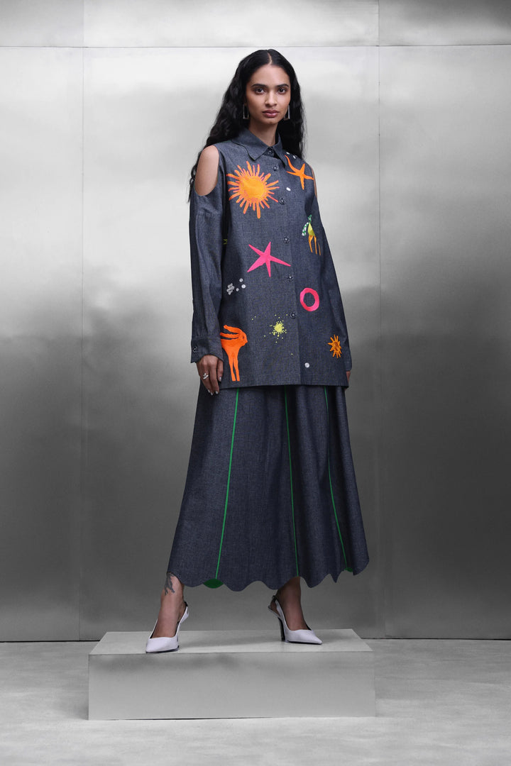KIDOODLE COLD SHOULDER SHIRT DRESS