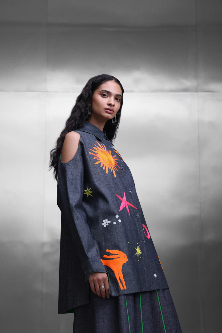 KIDOODLE COLD SHOULDER SHIRT DRESS