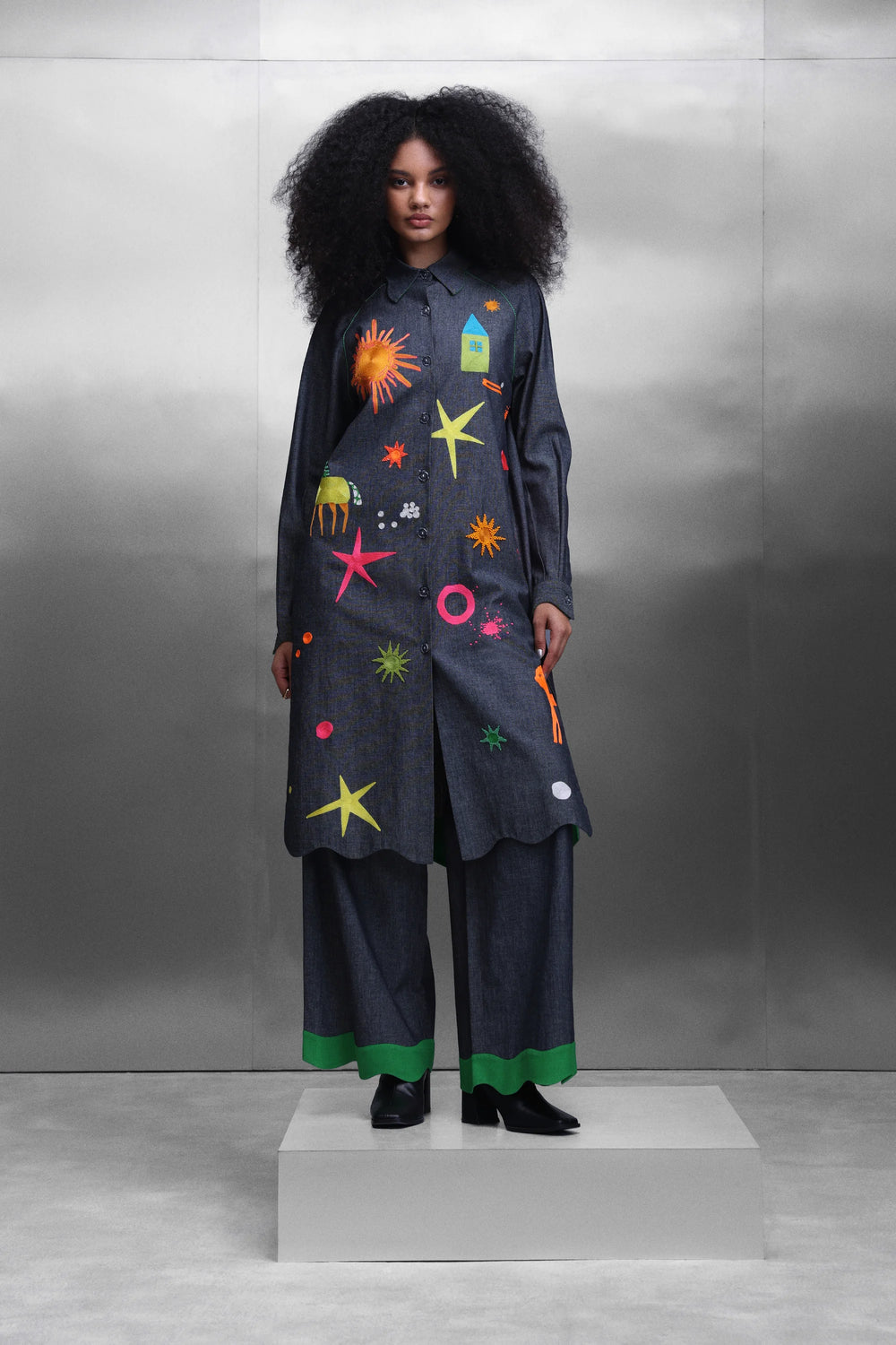 KIDOODLE RAGLYAN SLEEVE LONG SHIRT DRESS