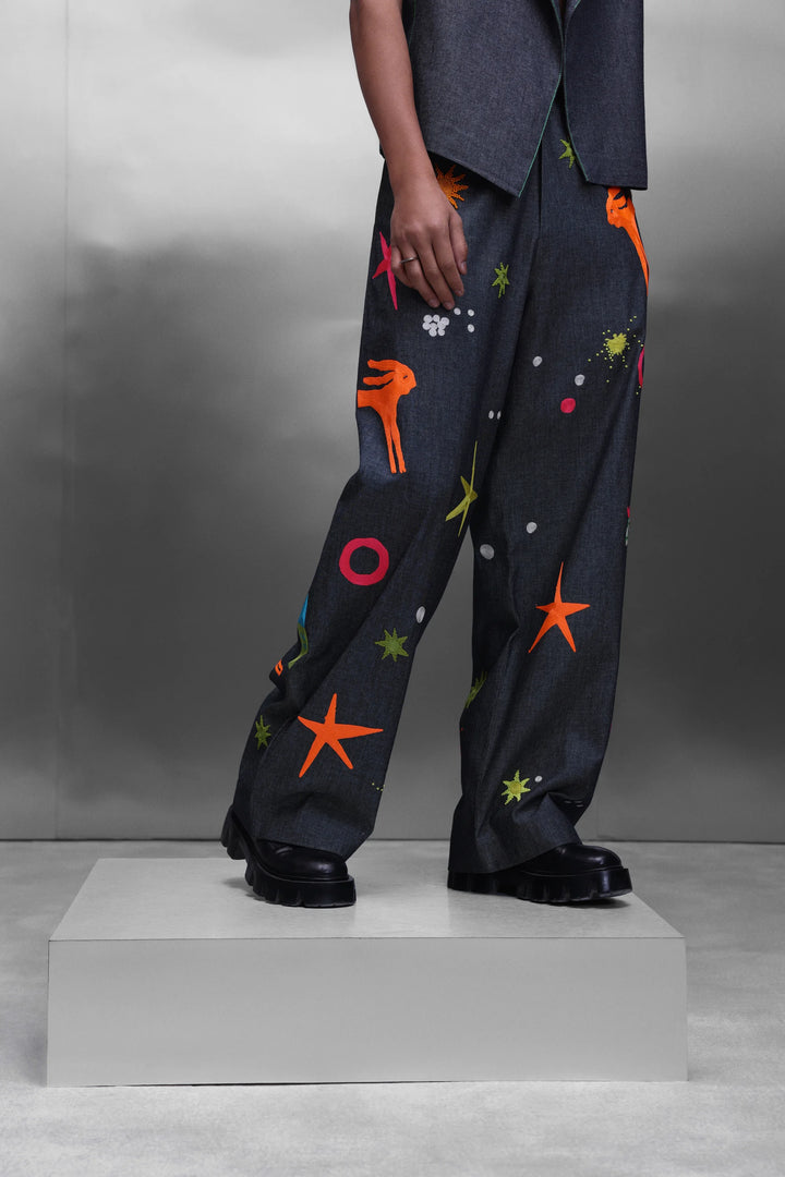 KIDOODLE BAGGY PANT OF PLAIN SLEEVELESS FRONT OPEN JACKET