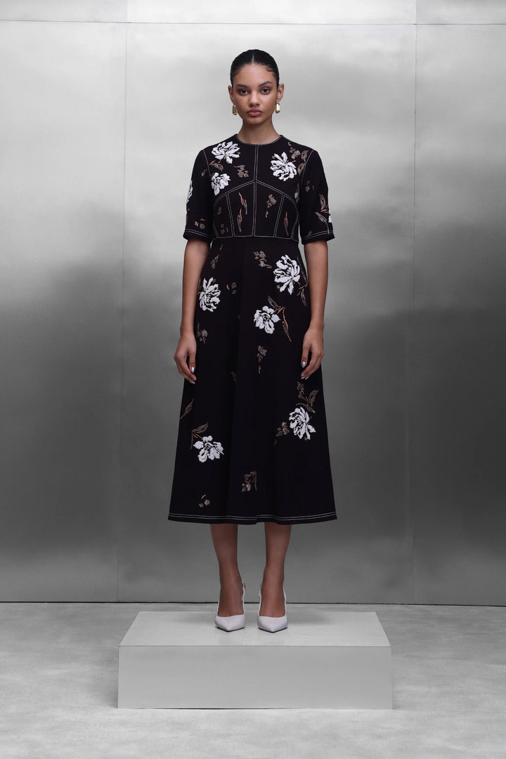 PEONIES CORSET MIDI DRESS